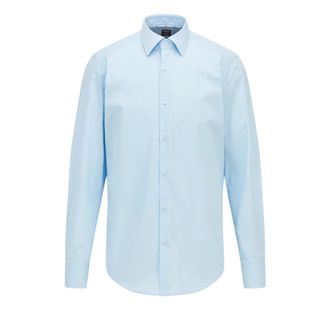 HUGO BOSS Hank Kent C1 214 Overhemd met Lange Mouwen - Heren - Zakelijke Overhemden - Blauw - 3XS - Katoen - Overhemden