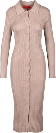 Wild Cashmere Zijde Kasjmier Gebreide Chemisier Jurk - Dames - Kleedjes - Beige - L - Kasjmier - Kleedjes