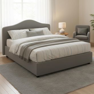 Dmora Dmora - Cama Matrimonial Dabbass, Cama Contenedor Con Revestimiento De Tela, 100% Made In Italy, Apertura Frontal, Adecuado Para Colch&oacute;n Cm 160x190, G