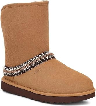 UGG Classic Short Cresent Womens Chestnut Suede Sheepskin Lined Boots RHS7748