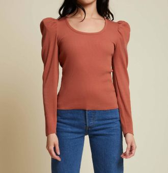 Nation Ltd Michelle Long Sleeve Tee In Red Clay