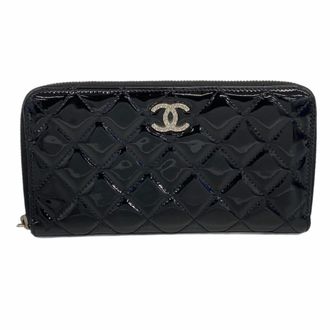 Chanel Black Patent Leather Long Wallet (Bi-Fold) (Pre-Owned)
