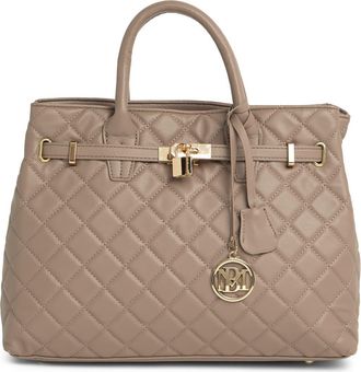 Badgley Mischka Large Diamond Quilted Tote Bag in Taupe at Nordstrom Rack