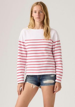 Levi's Langarmshirt LEVIS MARIN STRIPE TOP, Damen, Gr. XS (34), magnolia stripe hellwei&szlig; true rot, Sweatware, Obermaterial: 100% Baumwolle, gestreift, normal