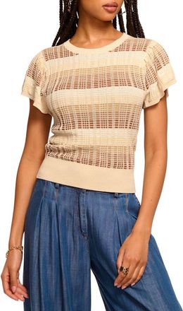 Ramy Brook Rebecca Short Sleeve Sweater in Light Bone Combo at Nordstrom, Size Xx-Small
