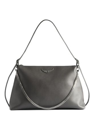 Zadig&Voltaire Jim grained-leather shoulder bag - women - Calf Leather/Recycled Cotton - OS - Grey