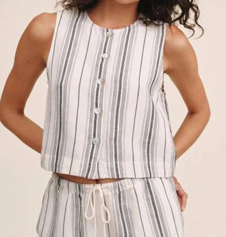 Bella Dahl Sleeveless Button Front Top In Boardwalk Stripe