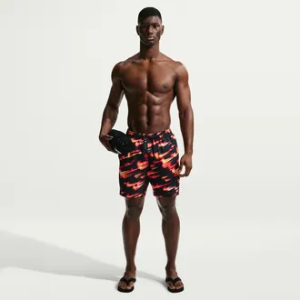 Nike Mens Swim Breaker 7 Brief-Lined Volley Short in Red | NESSG550-614