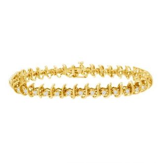 House of Brilliance 10KT Yellow Gold Plated Silver 1 cttw Prong-Set Diamond Link Bracelet in Yellow Gold Over Silver at Nordstrom