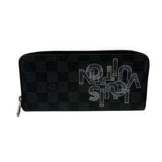 Louis Vuitton Black Gray Leather Long Wallet (Bi-Fold) (Pre-Owned)