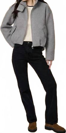 Bernardo Pleated Hem Bomber Jacket In Light Gray