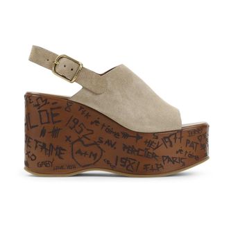Chlo&eacute; Wedges, female, Beige, Size: 10 US Maxime Wedge Sandal