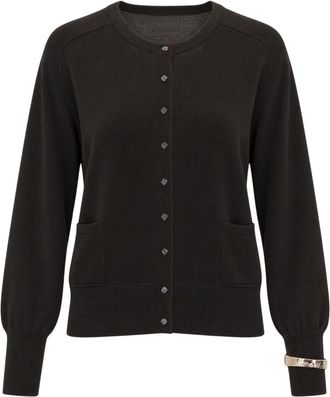 Liu Jo Geribde Ronde Hals Cardigan - Dames - Vesten - Bruin - S - Wol - Truien & Vesten