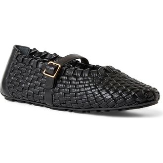 Aquatalia Quello Water Resistant Mary Jane Flat in Black Nappa at Nordstrom, Size 10.5