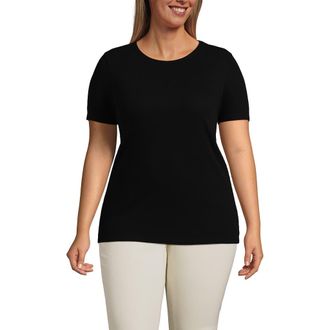 Lands End Cotton Rib T-shirt in Black at Nordstrom, Size 1X