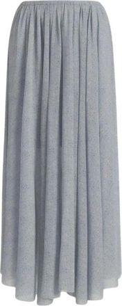Alberta Ferretti Printed Tulle Pleated Skirt - Dames - Midirokken - Blauw - M - Katoen - Rokken