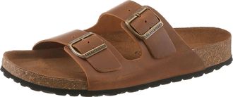 Salamander Pantolette SALAMANDER, Herren, Gr. 40, cognac, Leder, Schuhe Pantolette, Sommerschuh, Hausschuh mit Schnallenverschl&uuml;sse und Fussbett