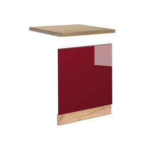 Vicco Panel Frontal Fame-line, Rojo Burdeos Alto Brillo, 60 Cm, Et Roble