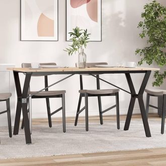 vidaXL Mesa De Comedor Marco Y Madera Maciza Pino Y Acero 140x80x75cm Vidaxl