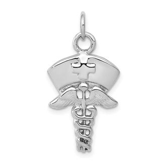 Diamond2Deal 14k White Gold Nurse Symbol Charm Pendant