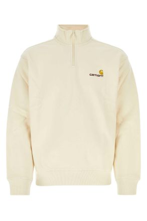 Carhartt Work in Progress Carhartt Wip Ivory Cotton Blend Half Zip American Script Sweat