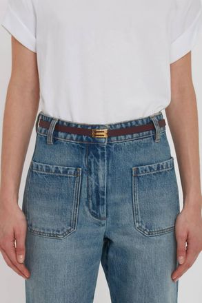 Victoria Beckham Womens Micro Frame Belt In Burgundy