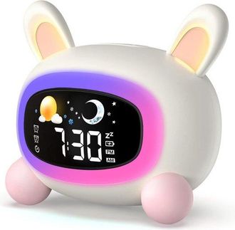 OEM Reloj Despertador Infantil Con Funci&oacute;n De Entrenamiento Del Sue&ntilde;o, Luz Nocturna, 7 Melod&iacute;as, 5 Colores De Luz, Recargable Por Usb Y Digital
