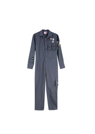 Duo Blue-grey cotton twill printed boilersuit Size L