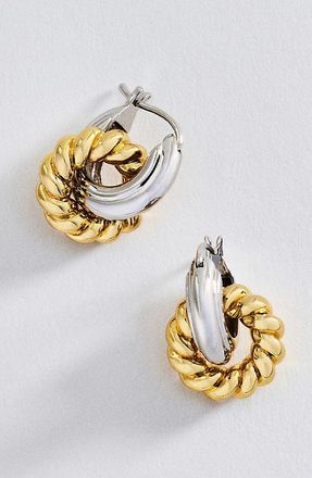 Luv AJ Two-Tone Rope Interlock Hoops