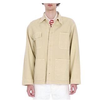 A.P.C. Light Jackets, male, Beige, Size: XL Multi-pocket Cotton Overjacket
