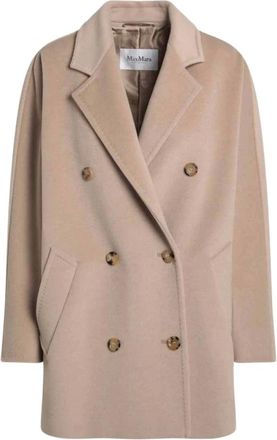 Max Mara Jassen, Dames, Beige, S, Beige Double-Breasted Jas