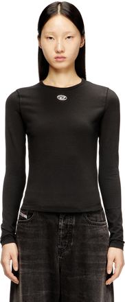 Diesel Cotton sweater with Oval D logo - T-Shirts - Woman - Black