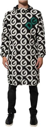 Dolce & Gabbana Zwart Wit Logo Print Hoodie Jas - Heren - Parka Jassen - Veelkleurig - M - Jassen