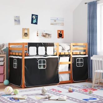 Berkfield Home Bunk Bed without Mattress White&Black 90x200 cm Solid Wood Pine in Black