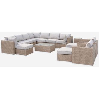 Sweeek Salotto da giardino premium in resina intrecciata, 12-14 posti