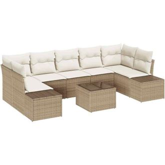 vidaXL Conjunto De Sof&aacute; De Jard&iacute;n 8 Pcs Beige, Crema 55 X 55 X 37 Cm Vidaxl