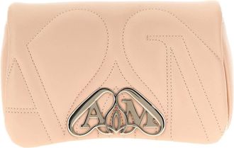 Alexander McQueen Gewatteerde Leren Schoudertas met Monogram Gesp - Dames - Tassen - Beige - Maat: ONE Size Leer