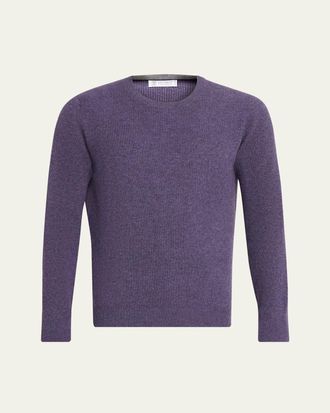 Brunello Cucinelli Mens Crewneck English Rib Cashmere Sweater