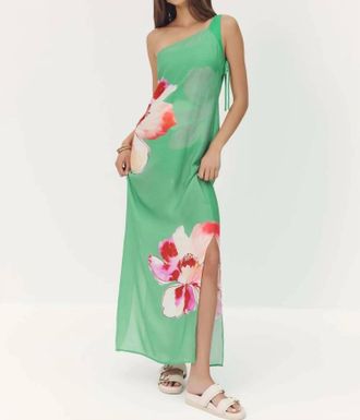 Hutch Gweny Cover-Up Dress In Green Placement Watercolor