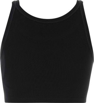 Palm Angels Womens Logo-Embroidered Cotton Piquet Tank Top Black Sweater