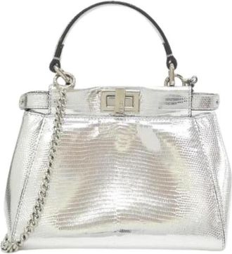 Fendi Pre-owned Peekaboo Mini tas - unisex - Vintage Handtas - Grijs - ONE Size - Leer - Vintage