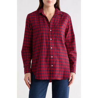 Frank & Eileen Boyfriend Button-Up Shirt in Red Navy Plaid at Nordstrom Rack, Size Xx-Small
