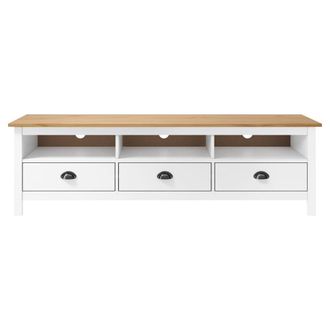 Berkfield Home TV Cabinet Hill White 158x40x47 cm Solid Pine Wood | Size: 158 x 40 x 47 cm