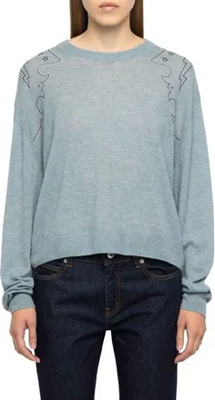 Zadig&Voltaire Swapy Sequin Embellished Cashmere Sweater in Frozen at Nordstrom, Size Large/x-Large