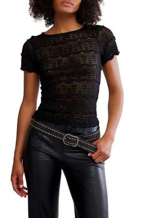Free People Angelina Mixed Lace Top in Black at Nordstrom Rack, Size Large