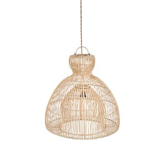 Bazar Bizar L&aacute;mpara colgante de rat&aacute;n en marr&oacute;n 50x50x50 cm