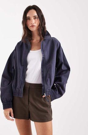 Asos Giacca bomber in cotone slavato blu navy