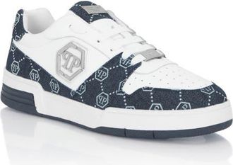 Philipp Plein Lo-Top Sneakers Monogram Unisex in White/middleblue at Nordstrom, Size 42