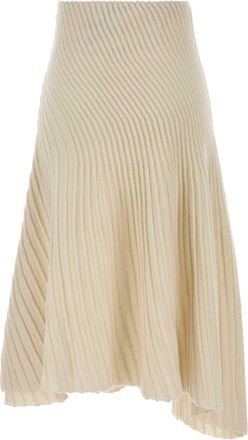 Alaia Womens Twisted Skirt Beige Virgin Wool Cashmere