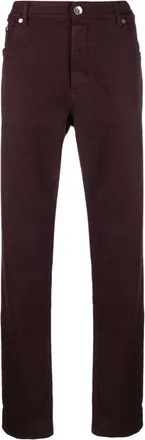 Brunello Cucinelli mid-rise straight-leg jeans - men - Cotton/Cotton/Elastane/Calf Leather - 56 - Red